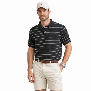 Polo by Ralph Lauren Gray Pima Striped Custom Fit Shirt Men's XL